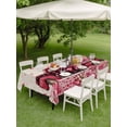 thumbnail image 3 of Outdoor Tablecloth with Umbrella Hole and Zipper, Valentine's Day Rectangle Table Cloth 52x70 Inch Waterproof Tablecloth, Romantic Love Truck Roses Plaid Beige Picnic Table Cover for Patio Camping, 3 of 7