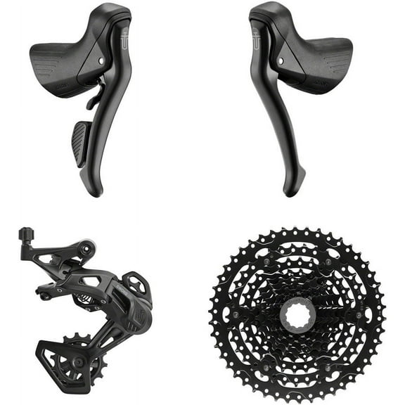 microSHIFT Sword Black 1x9-Speed Groupset - Includes Brake/Shifters, Rear Derailleur Medium Cage, 11-46t Cassette