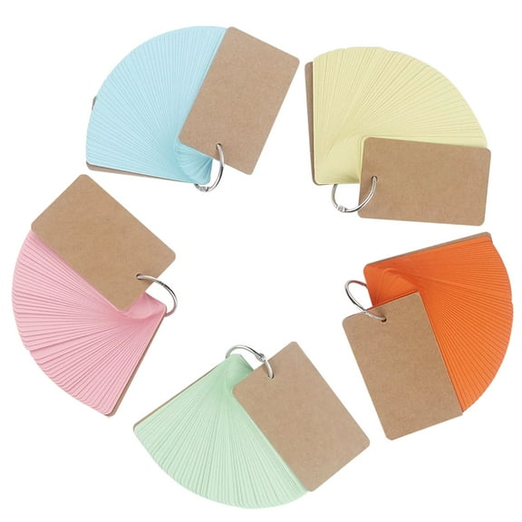 5pcs Index Cards with Rings Study Flash Cards Single Hole Punched Flashcards Studying Note Card