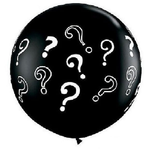 Black Gender Party Reveal ? Question Mark Baby Shower Boy Girl 36" Latex Balloon