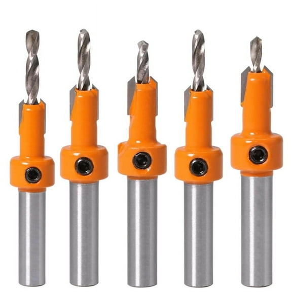5Pcs/Set 8mm 10mm Shank Hss Countersink Router Bit Screw Extractor Woodworking Milling Cutter for Wood