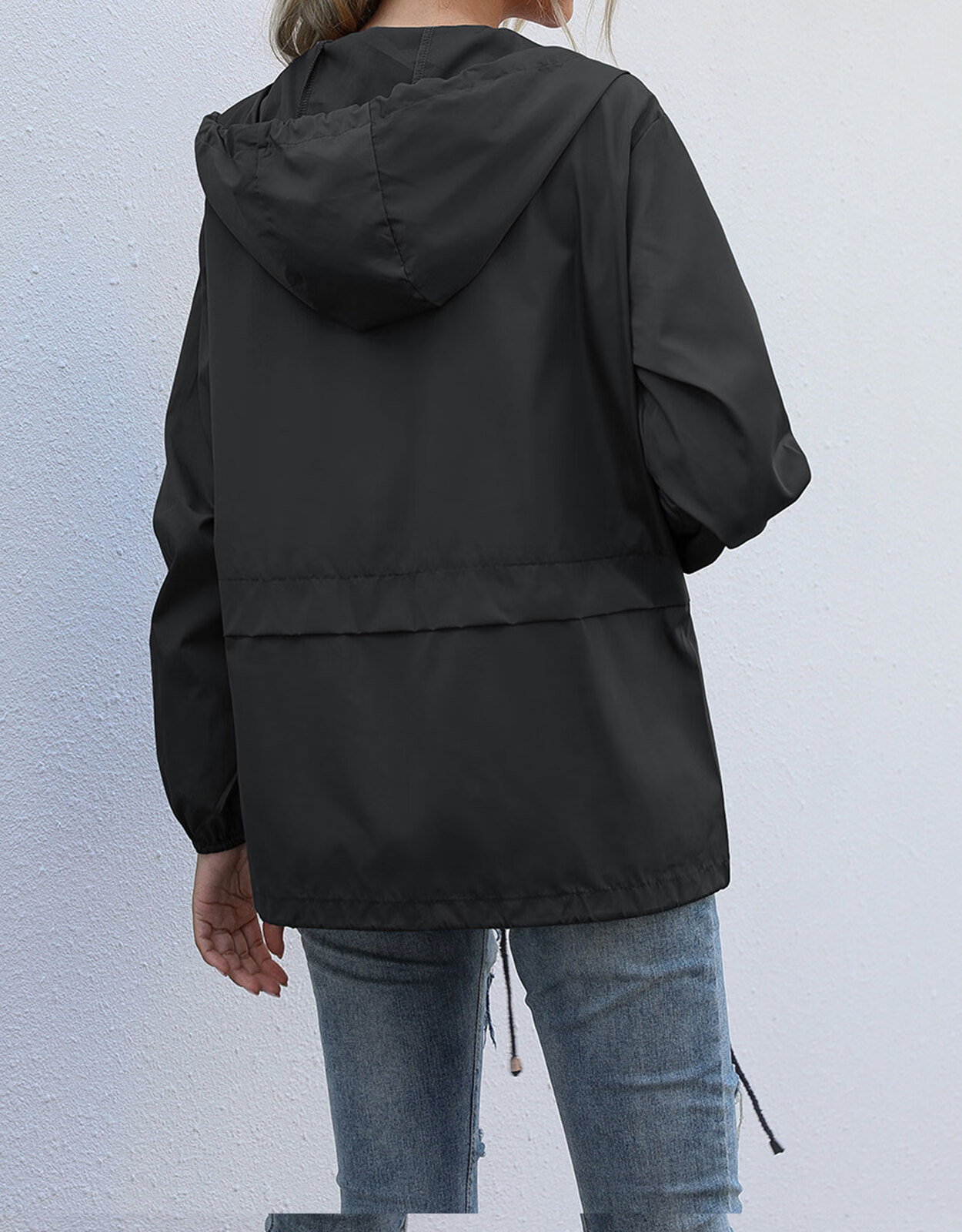 Alsol Lamesa Women's Packable Rain Jacket, Black photo 3