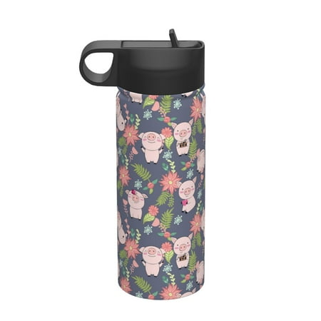 

Goofa Pigs 1 for Insulated Kettle 18oz Water Bottle Insulated Tumbler with Handle & Flip Straw - Fits in Cup Holder Leak Resistant Tumbler