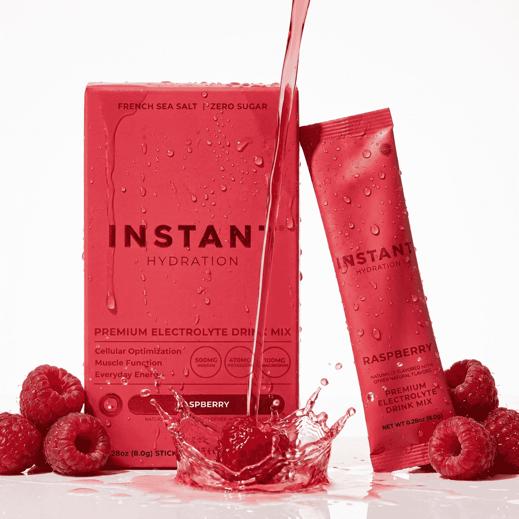 (2 pack) Instant Hydration Sugar Free Electrolyte Powder, Raspberry, 6 Sticks