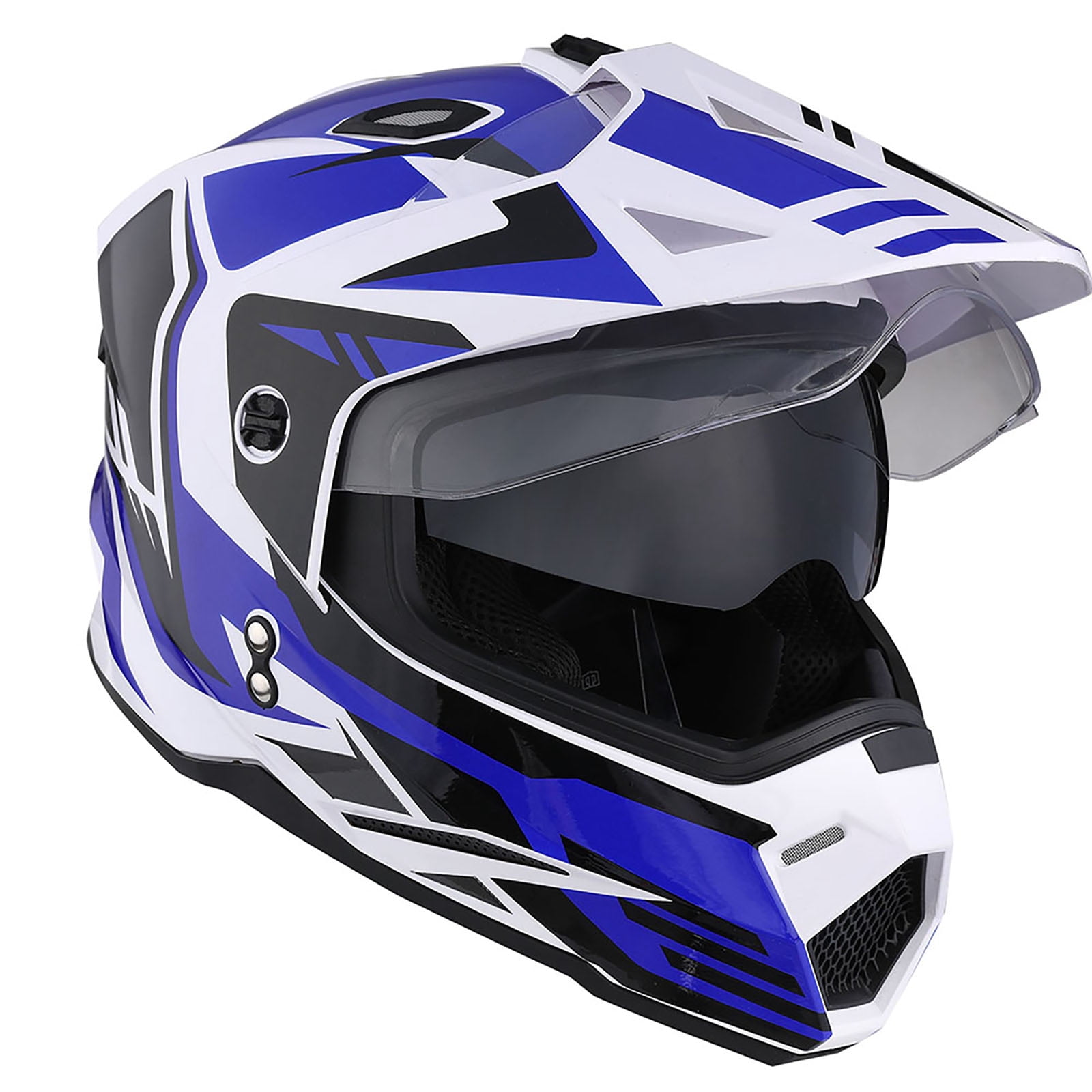 1Storm Youth Kids Dual Sport Dual Visor Motorcycle Motocross Off Road Full Face Helmet HF802Youth Storm Blue