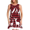 thumbnail image 1 of Easygdp Christmas Buffalo Plaid para Vestido Transpirable de Mujer, Vestido Suelto de Manga Corta con Pliegues y Bolsillos para el Verano, 1 of 7
