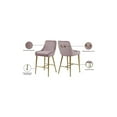 thumbnail image 5 of Homestock African Artifacts Modern, Contemporary Velvet Upholstered Counter Stool with Polished Gold Metal Legs, Set of 2, 23" W x 21" D x 40" H, Ideal for Bar and Pub Height Tables-Color:Pink, 5 of 10