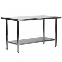 FDW Stainless Steel Kitchen Prep and Work Table, 60" x 24” x 35"，Silver