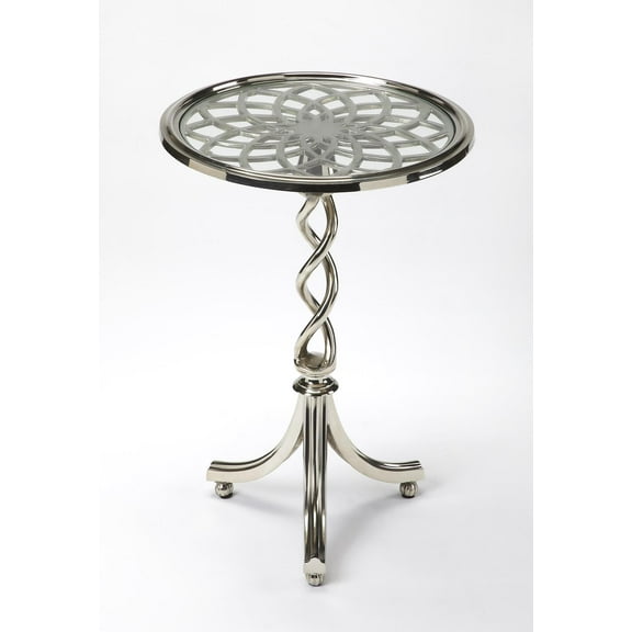 Butler Specialty Modern Expressions Glass Top Accent Table In Silver