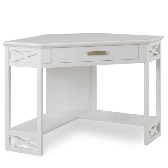 Corner Desk with Drawer - White Computer Writing Table for Home Office