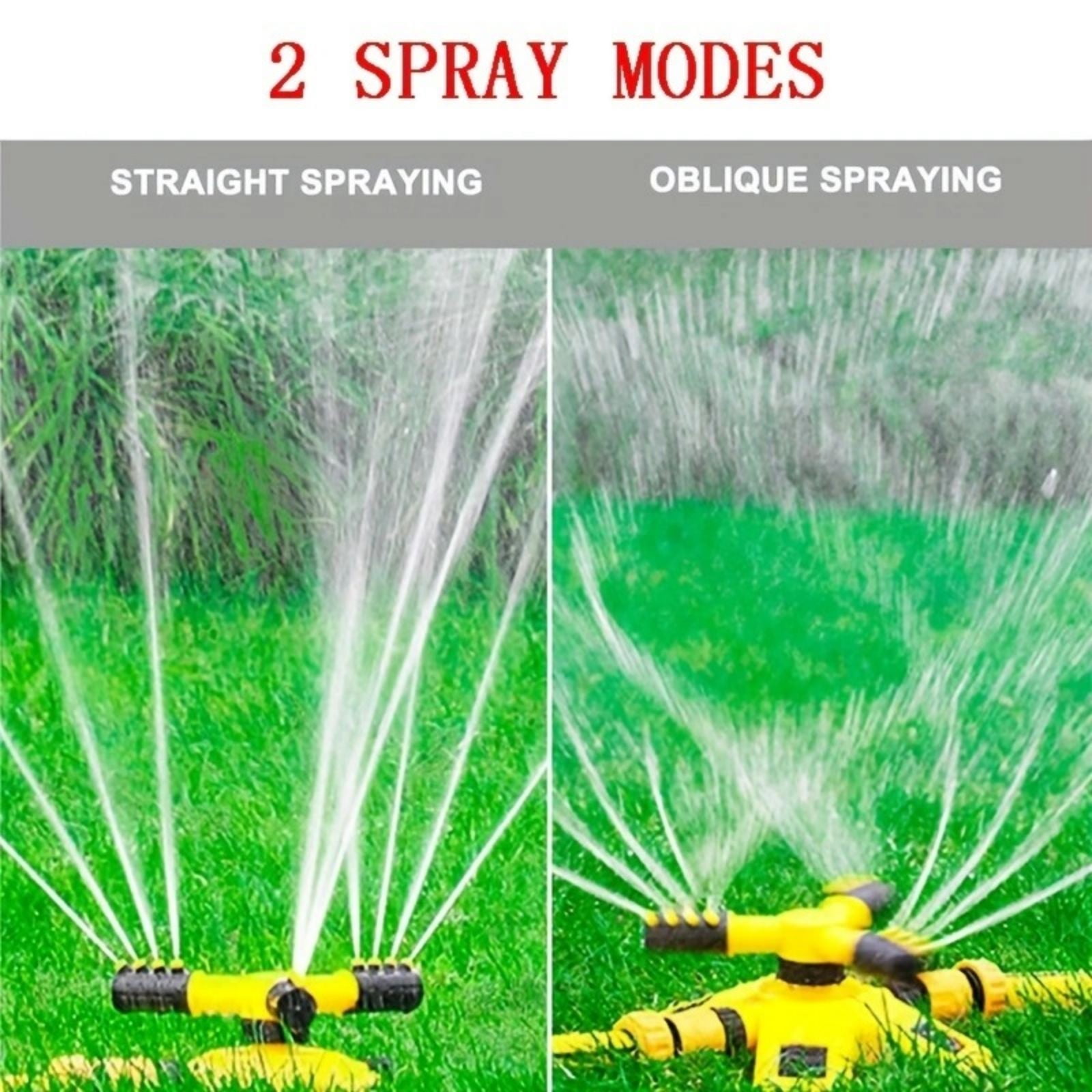 360 Degree Automatic Rotating Sprinkler - 3-Head Garden Watering System for Lawns, Flower Beds & Plant Irrigation with Full Coverage & Water-Saving Design