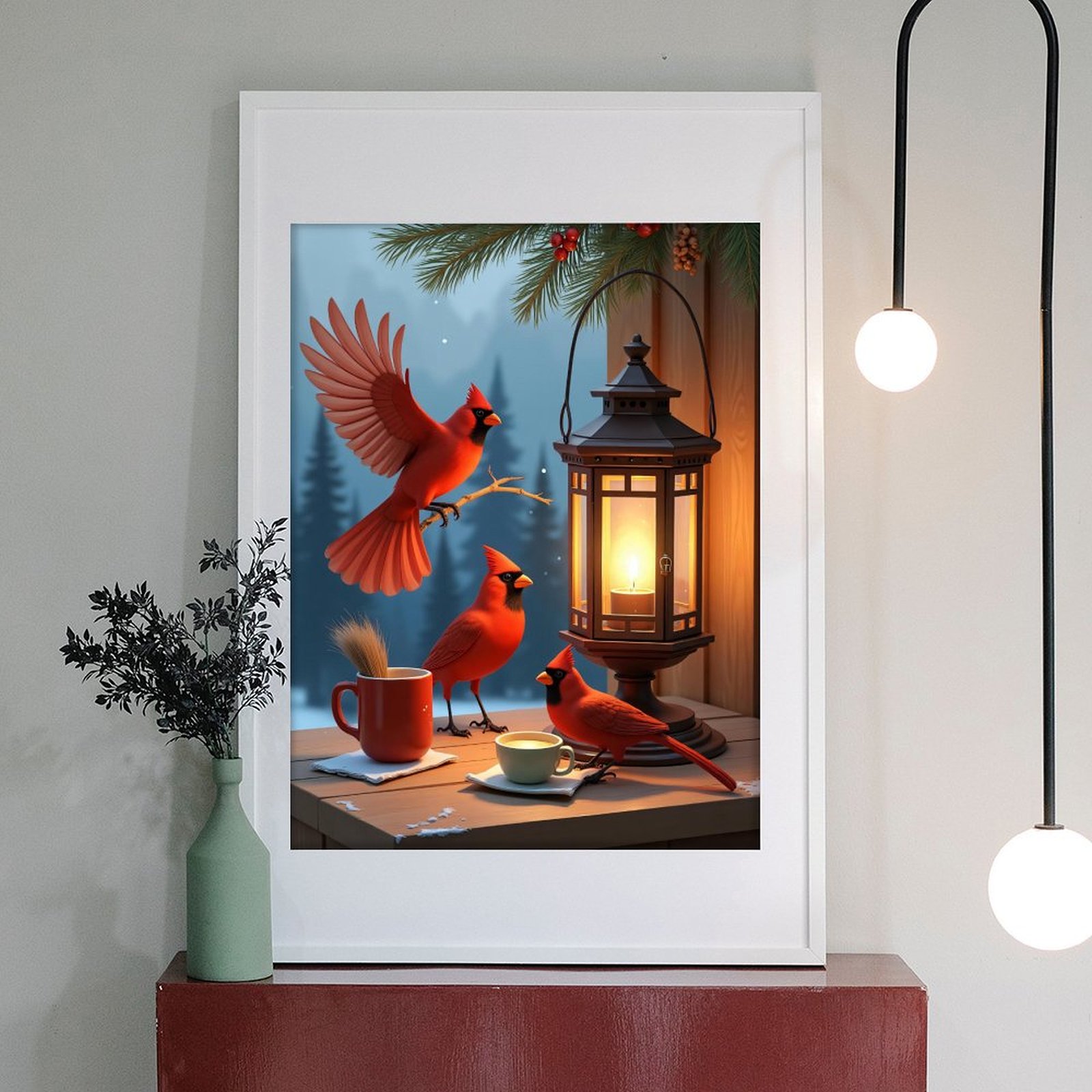 Diamond Art Kits for Adults - Modern Cardinal Bird Red Print No.68 5D Frameless Dimond Painting Kit for Adults Beginner, Round Diamond Kits for Home Wall Decor, Gift for Women