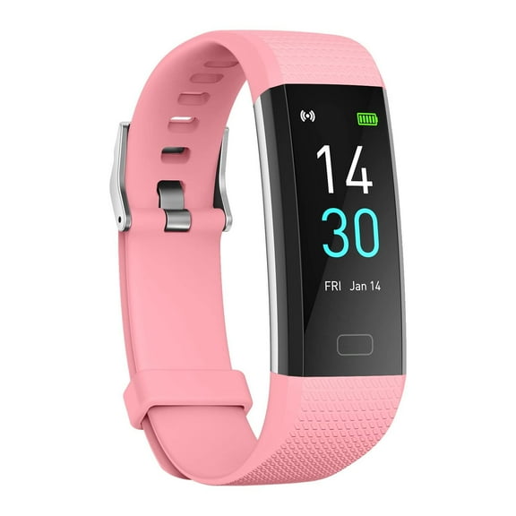 Doosl Fitness Tracker Smart Watch with Heart Rate Sleep Monitor All-Day Body Temperature Steps Calories Counter, IP68 Waterproof Fitness Watch for Teens Women Men Kids, S5, Pink
