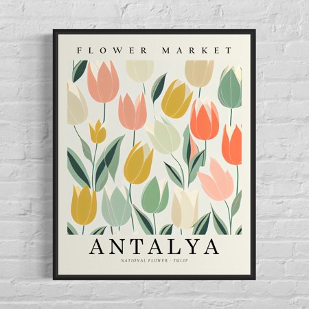 Poster Antalya Turkey Flower Market Art Print, Antalya Flower Poster Wall Art-UNFRAMED