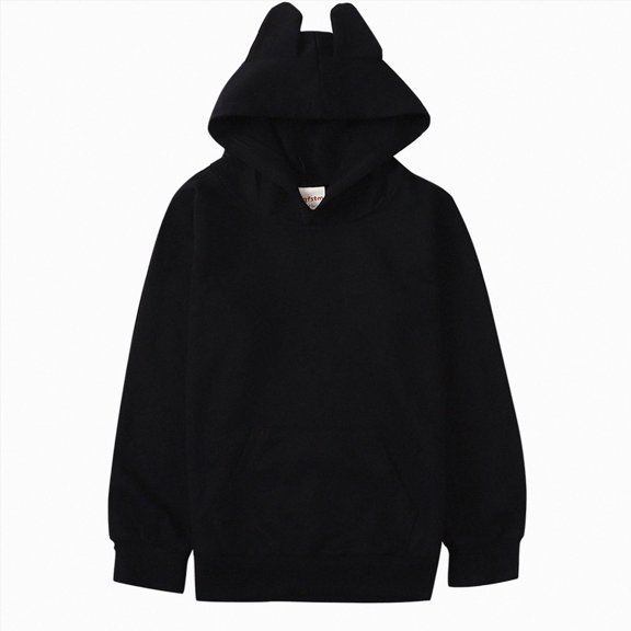 Gubotare Youth Solid Fleece Hoodies Pullover Hooded Sweatshirts for Children (3-12 Years) (Black, 13-14 Years)