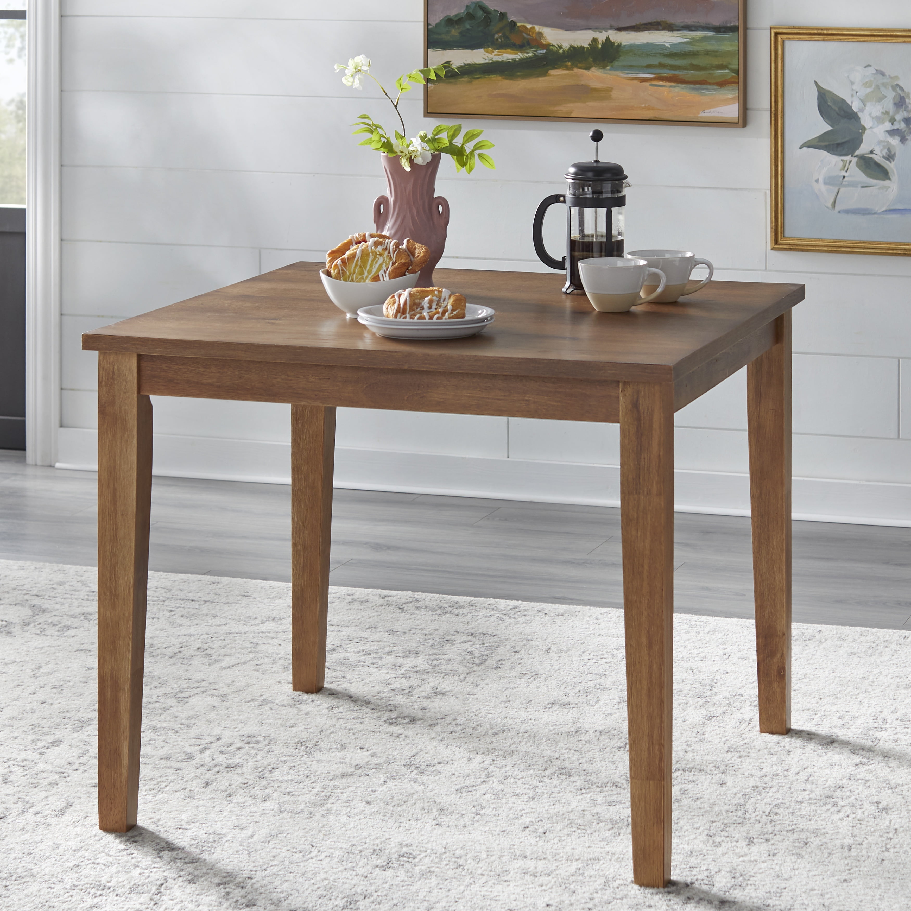 TMS Leda Square Dining Room Table, Seats up to 4, Solid Wood, Driftwood