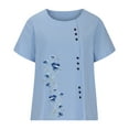 thumbnail image 4 of Babysbule Hauts pour Femmes Liquidation Mode Femme Col Rond Manches Courtes Blouse T-Shirt Imprimé Hauts Amples, 4 of 6