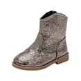 thumbnail image 2 of LYHao Stylish Girls Booties Ankle Boots For Everyday Wear With Round Toe And Low Heel ,Girls Boots Sizes 10 Gray(3.5-4 Years), 2 of 6