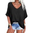 thumbnail image 2 of Women Summer V Neck Casual T Shirt, 2 of 3