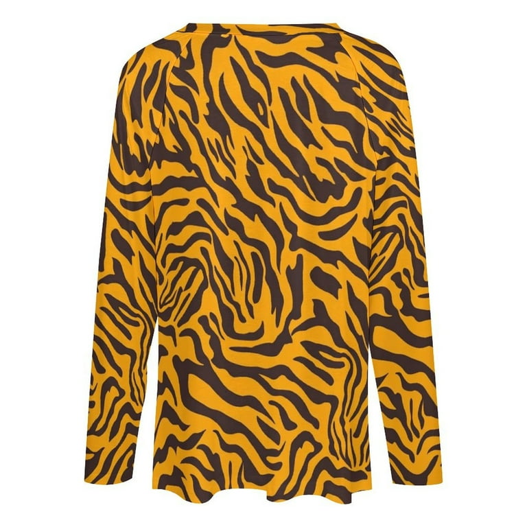 LYWC Tiger Stripes-1069 Long Sleeve Shirts For Women Oversized