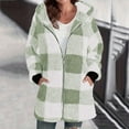 thumbnail image 2 of jsaierl Hoodies for Women Zip Up Buffalo Plaid Jacket Top Long Sleeve Fleece Color Block Hooded Sweatshirt Outwear Coat Fuzzy, 2 of 7
