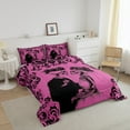 thumbnail image 3 of Gothic Skull Comforter Set Pink Black Goth Bedding Set Twin Women,Exotic Damask Skeleton Bed Comforter Set,Halloween Horror Quilt Set Wedding Anniversary Valentines Day, 3 of 6