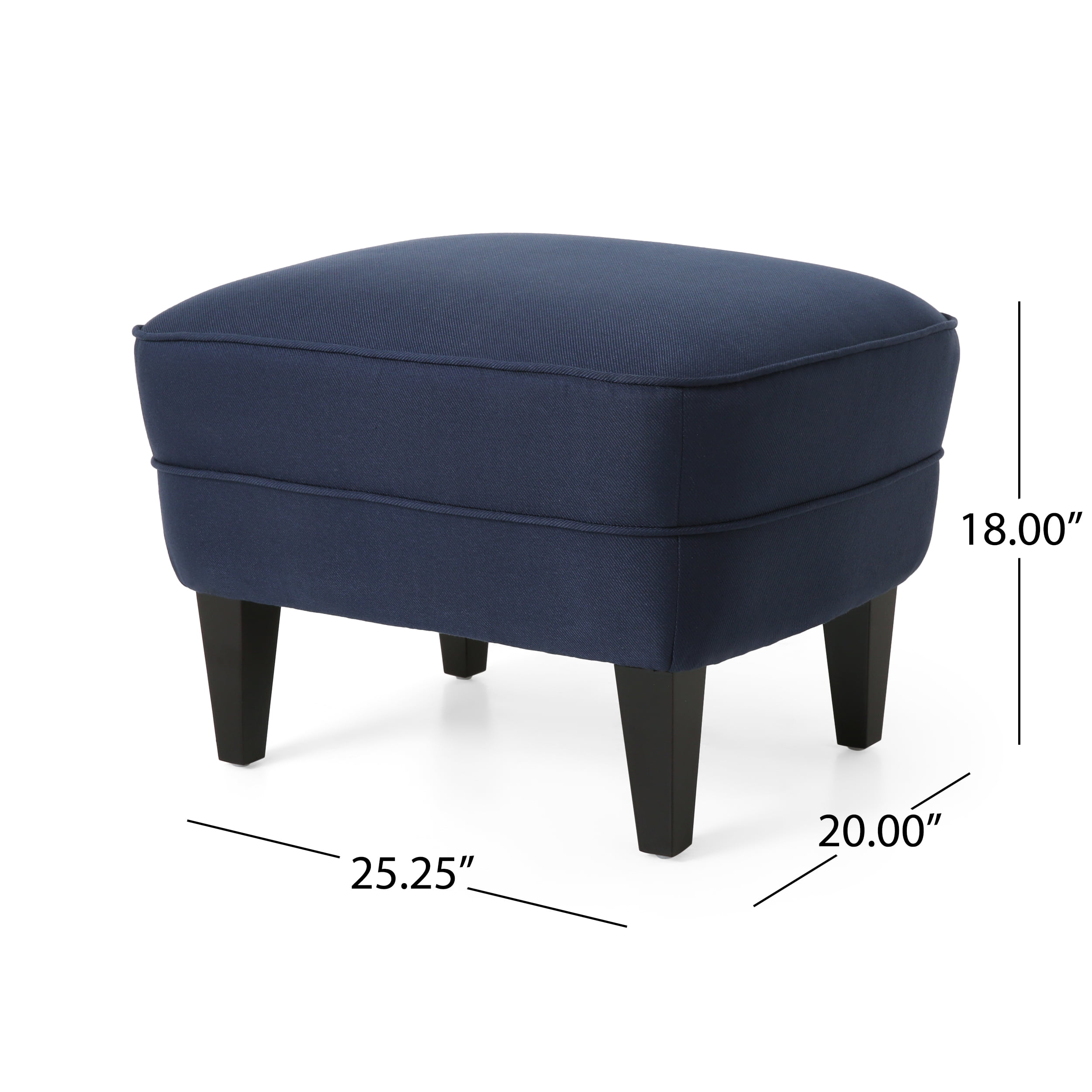 Noble House Caleb Fabric Club Chair and Ottoman Seating Set, Blue, Dark Brown