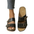 thumbnail image 4 of Viluyesy Women's Wedge Sandals, Wide Width Hollow Up Buckle Arch Support Soft Sole Slip-On Comfortable Shoes Black, 4 of 6