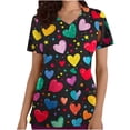 thumbnail image 2 of Lorytime Womens Scrub Tops Printed Mother's Day Crew Neck T Shirts Short Sleeve Uniform with Pockets Casual Workwear, 2 of 5