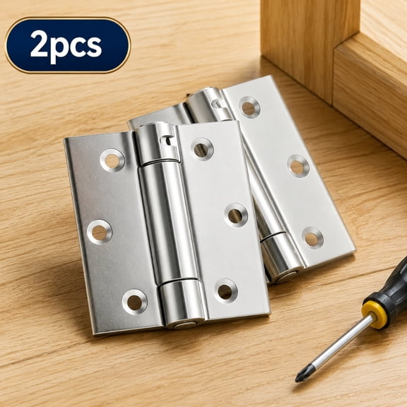 2Pack Self Closing Door Hinges, 3 Inch Spring Loaded Door Hinges, Adjustable Tension with 5/8'' Radius Corners, for Front, Back Doors, Left and Right Hand, Stainless Steel