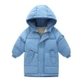 thumbnail image 2 of LFEOOST Jacket for Boys age 2-9 years Toddler Kids Little Girls Winter Solid Coats Windproof Outerwear Mediun Length Warm Blue 2-3 Years, 2 of 5