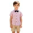 thumbnail image 4 of Fozruso Toddler Boys and Girls Short Sleeve Striped Dress Shirts Kids Classic Button-Down Shirts for Formal and Casual School, 4 of 7