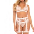 thumbnail image 2 of Conjunto de ropa interior sexy Traje sexy de encaje suave con tirantes cruzados con liga, l, Blanco Jumpingount XX000121-06, 2 of 7