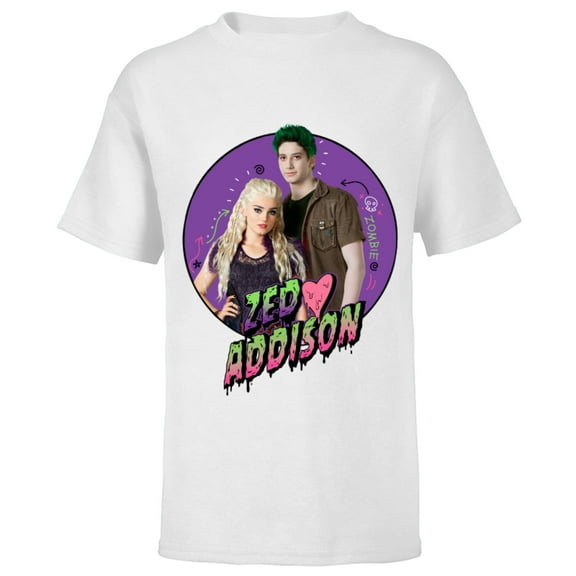 Disney Channel Zombies 2 Zed and Addison Love - Short Sleeve T-Shirt for Kids- Customized-White