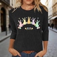 thumbnail image 2 of Easter Tops for Women Cute Rabbit Printed Shirts 3/4 Sleeve Crew Neck Casual Blouse Fashion Ribbed Basic Tops Spring Clothes, 2 of 7