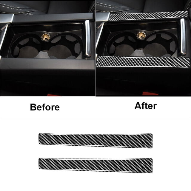 Real Bright Soft Car Interior Carbon Fiber Sticker Decoration2Pcs Carbon Fiber Side Cupholder Cover For Volvo V60 S60 2010-2017Auto Car Protection Interior Accessories