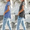thumbnail image 4 of Casual Style Loose Short-sleeved Pockets Stitching Solid Color T-shirt Simple Natural Fashion Ladies Set Short Sleeves, 4 of 5