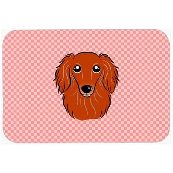 Carolines Treasures Checkerboard Pink Longhair Red Dachshund Mouse Pad- - 7.75 x 9.25 In.