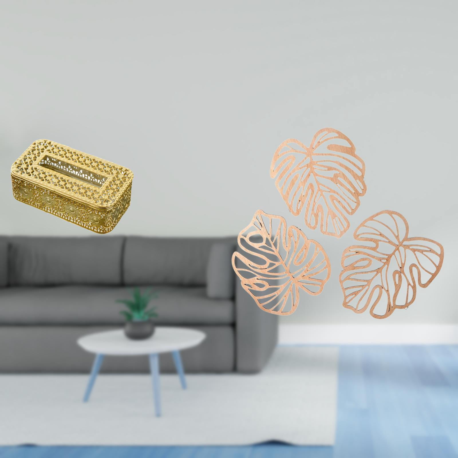 Fiocias Tissue Box Bathroom Toilet Paper Holder Tissue Paper Storage Holder Tissue Box Cover Facial Tissue Holder Palm Leaves Wood Wall Decor Wooden Ornament