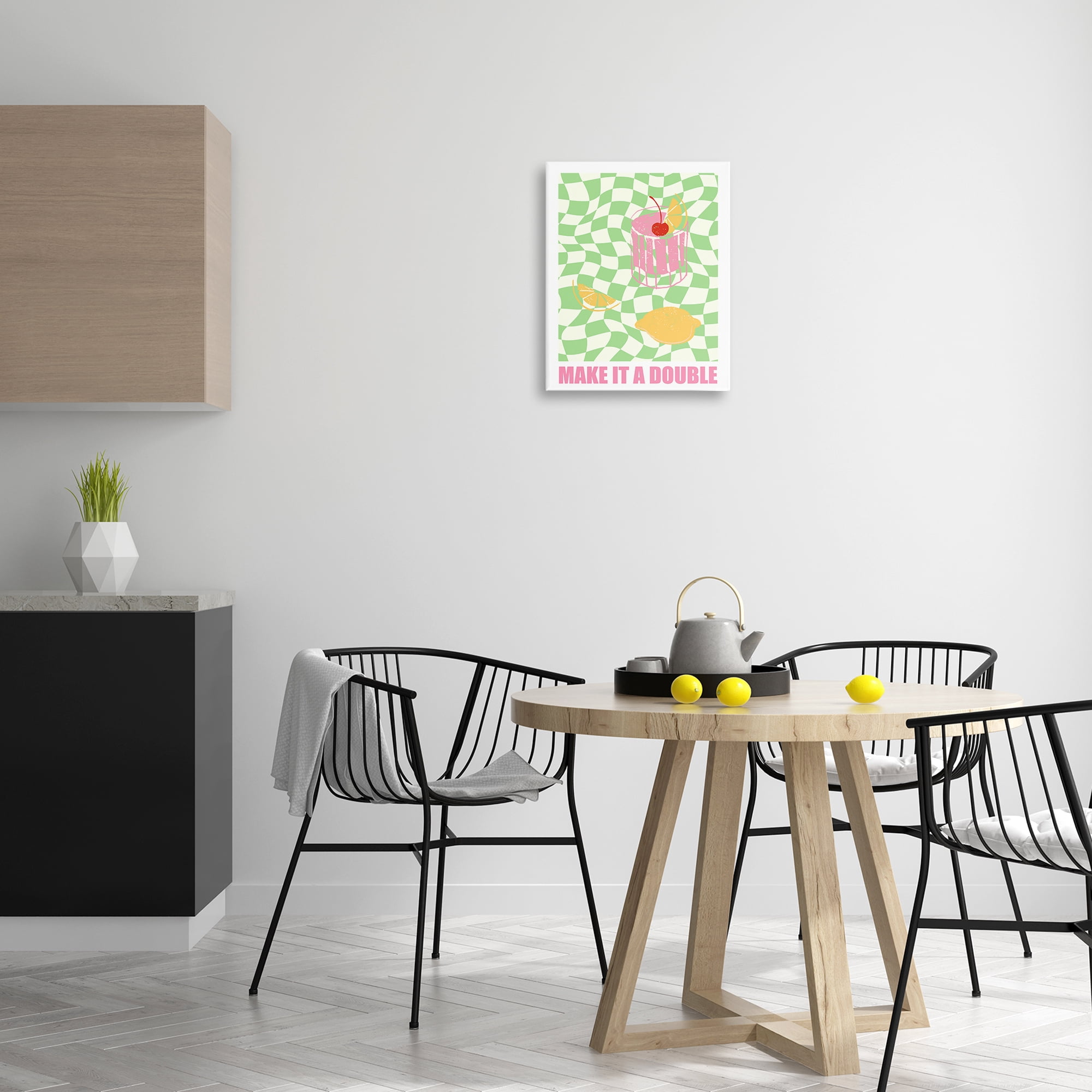 Stupell Industries Checkered Make It A Double Food & Beverage Painting Wrapped Canvas Art Print Wall Art, 16 x 20
