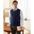 thumbnail image 2 of Kallspin Men's Sweater Vest Cotton V Neck Relaxed Fit Knit Sleeveless Pullover Sweater(Navy Blue,4X-Large), 2 of 9