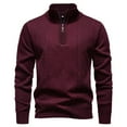 thumbnail image 5 of Mens Sweater Quarter Zip Pullover Casual Knit Cotton Long Sleeve Mock Neck Sweaters Wine XL, 5 of 5