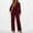 Wine, variant on Riforla Women Casual Jumpsuits Loose Fit Belted Dressy Long Sleeve Crewneck Autumn Jumpsuit Long Wide Legs Formal Rompers Women's Jumpsuit Red XL