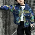 thumbnail image 6 of MKOSPLRT Casual Denim Jacket for Boy 1-12Y Casual Color Block Print Jean Coats Lapel Collar Button Down Fall Jacket with Pocket, 6 of 7