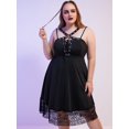 thumbnail image 3 of Rosegal Women's Lace Up Skulls Harness Plus Size Gothic Dress, 3 of 5
