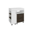 thumbnail image 5 of Depot E-Shop Odessa Extendable Desk, 2 Drawers, 4 Shelves, 4 Wheels, White/Walnut, 5 of 7