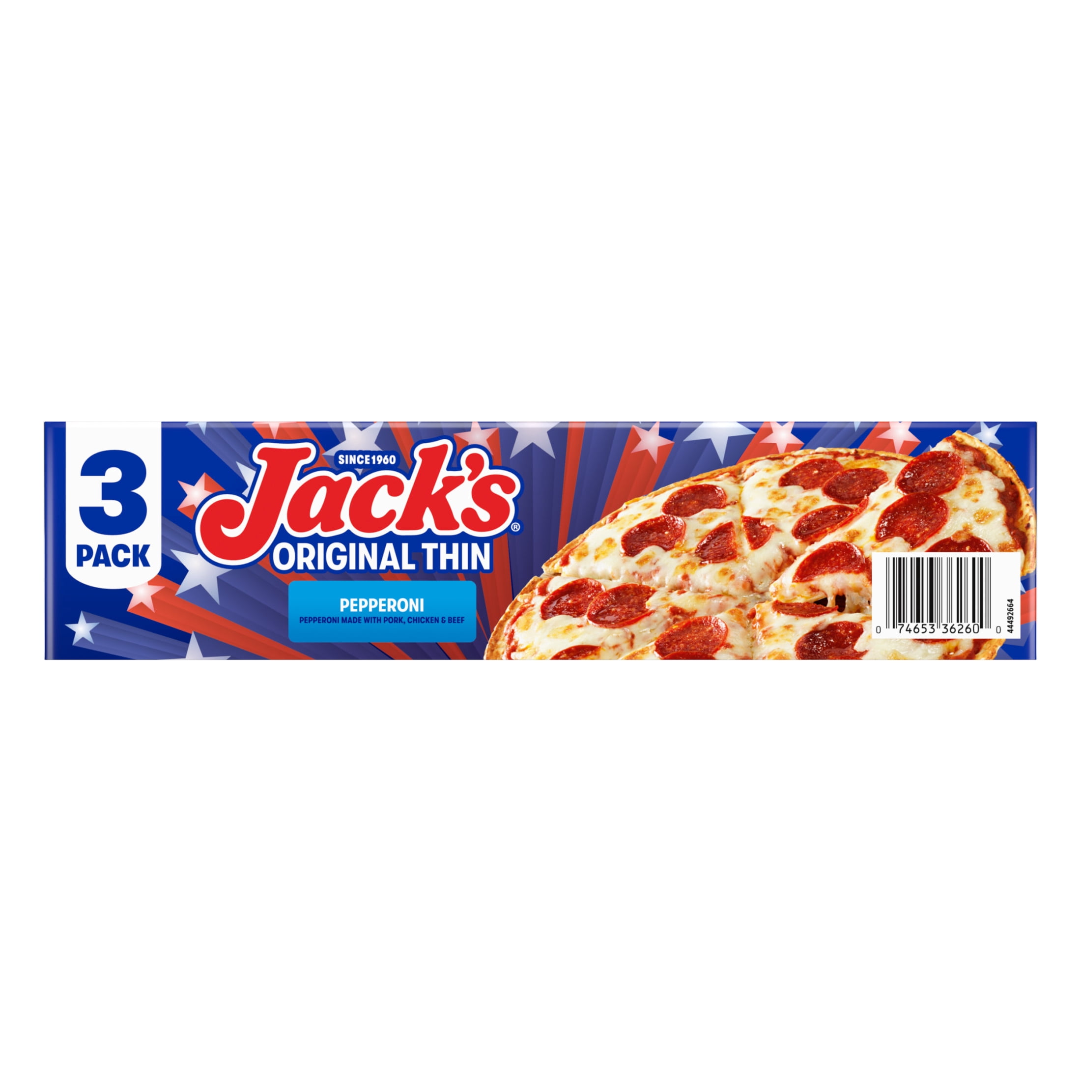 Jack's Frozen Meat Pizza, Pepperoni and Cheese, Original Thin