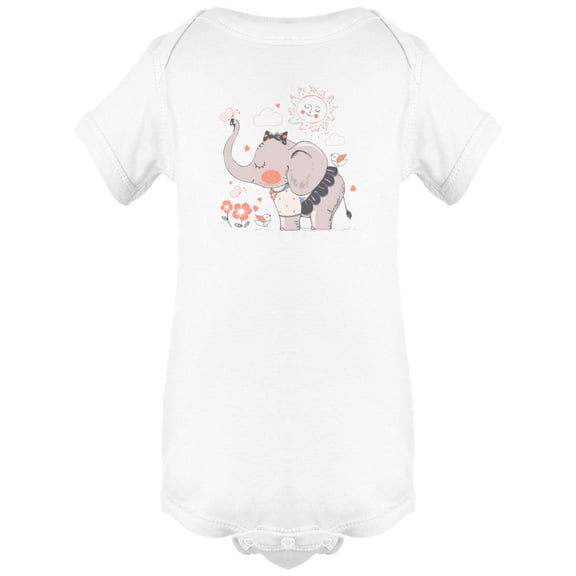 Adorable Girl Elephant Doodle Bodysuit Baby's -Image by Shutterstock
