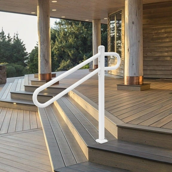 45 ° Safety Handrials Metal Outdoor Stair Railing Outdoor Steps Handrails for 1-3 Step Stairs Floor-Mounted/Wall-Mounted
