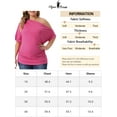 thumbnail image 6 of Unique Bargains Women Plus Size Tops One Shoulder Short Sleeve Ruched Basic Blouses 1X Hot Pink, 6 of 6